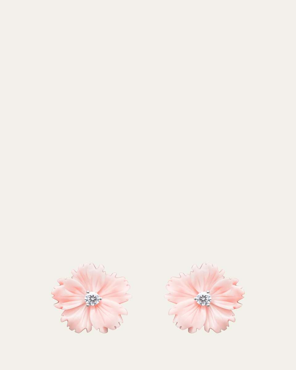 18mm Diamond Conch Flower Stud Earrings